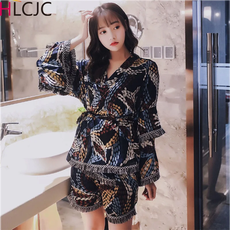 Женские пижамные комплекты из 3 предметов милые топы на бретелях спагетти с