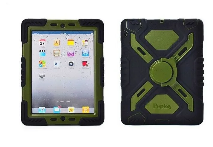 Pepkoo Spider Экстремальный военный, повышенная нагрузка Водонепроницаемый для защиты от дождя/пыли/ударопрочный с подставкой повесить чехол для iPad 2/3/4