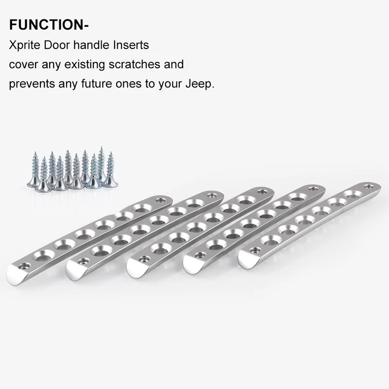 

New Aluminum Side Door Grab Handle Knobs Cover Trim 5pcs/Set FOR Jeep Wrangler JK 2007-2017 4 Door Handle Pull silver