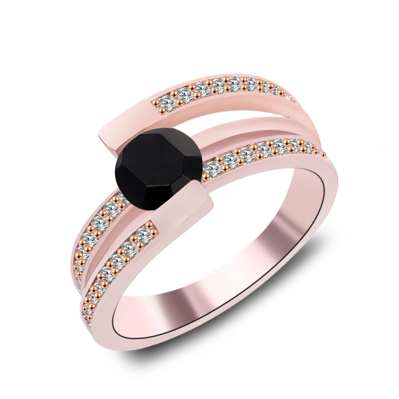 Великолепное большое круглое красочное циркониевое Черное золото заполненное свадебное ювелирное изделие Мистик AAA циркониевое кольцо для женщин и мужчин лучшие подарки - Цвет основного камня: CR0560
