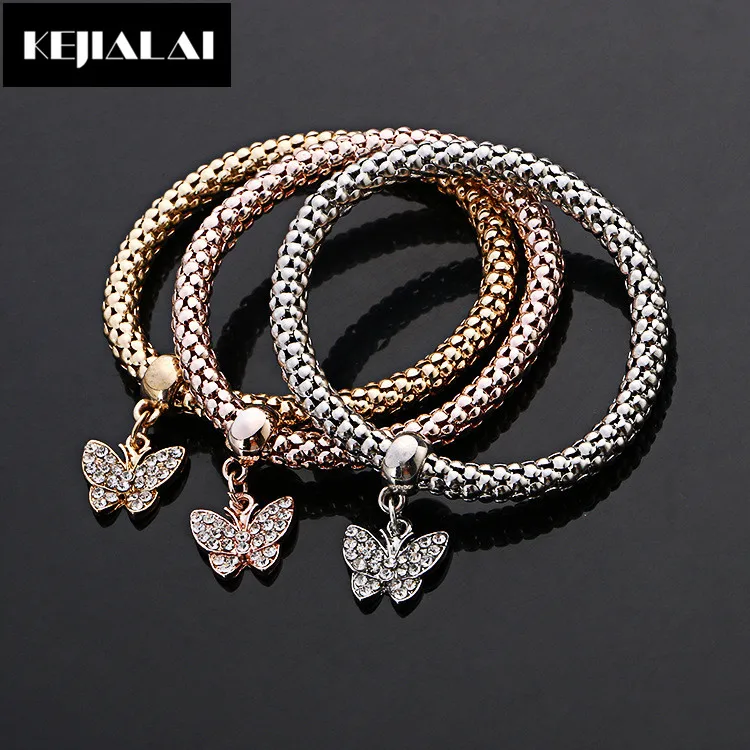 1 комплект хит продаж женский браслет цепь из кукурузы сплав Бабочка сердце