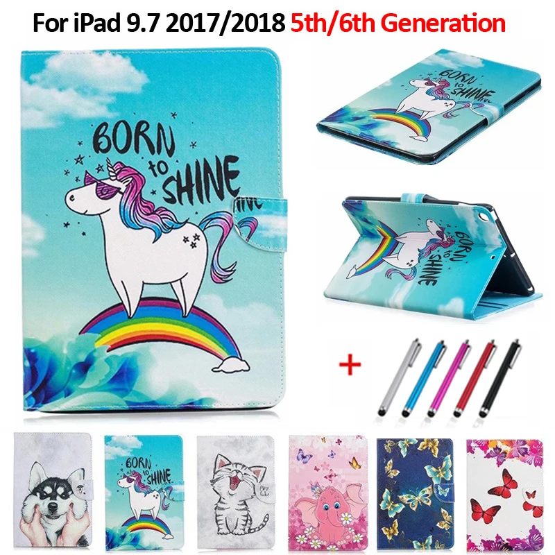 Чехол для iPad 2018 чехол Kawaii Единорог Кот Щенок планшет Funda 9 7 2017/2018 5th/6th поколение