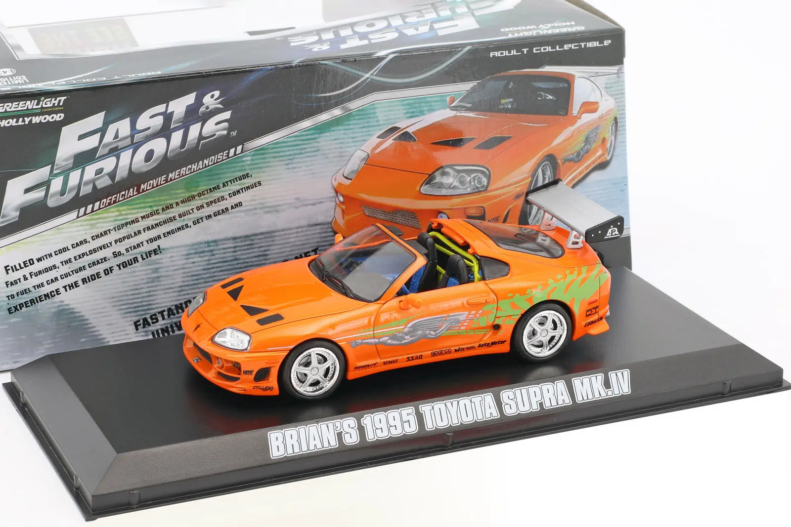 Зеленый светильник 1:43 Тойота Супра МК IV 1995 игрушечный автомобиль игрушки для детей литая модель автомобиля подарок на день рождения
