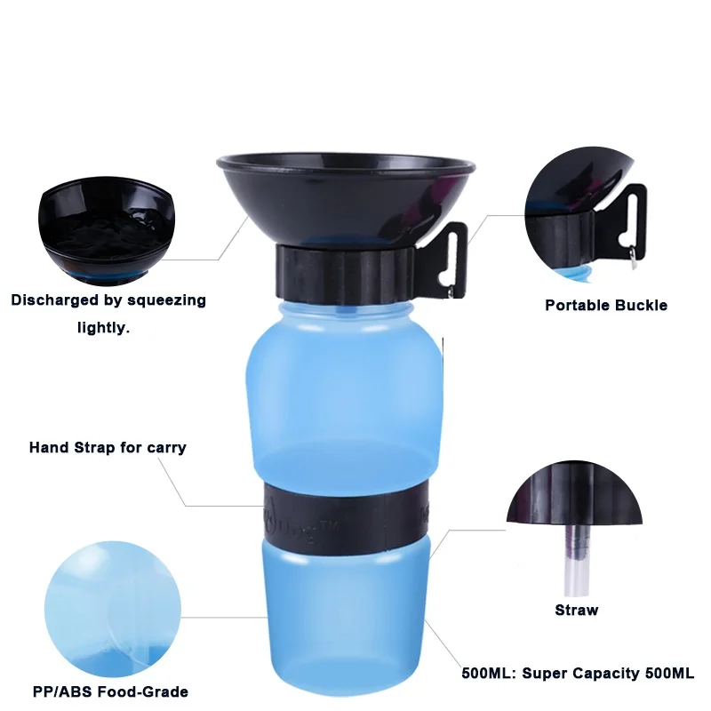 Портативная 500 мл бутылка для воды собак питомцев щенков кошек спорта