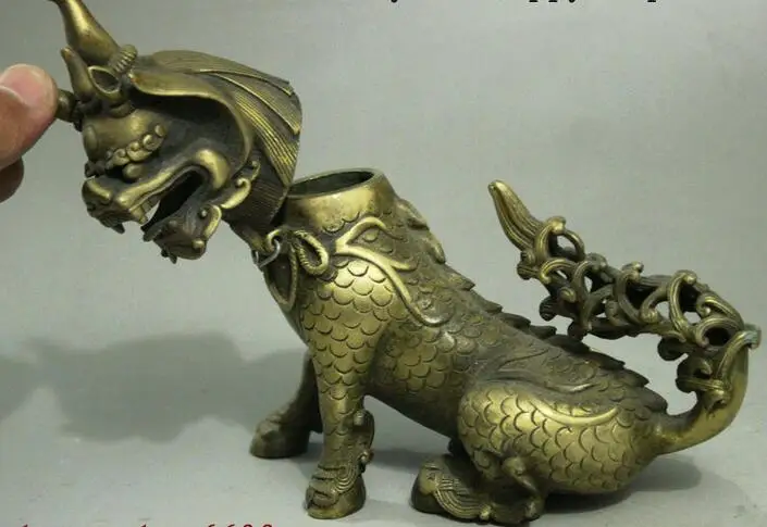 15 см Старый Китайский Фэншуй Kylin QiLin PiXiu Единорог статуя зверя фигурка|figurine metal|statue