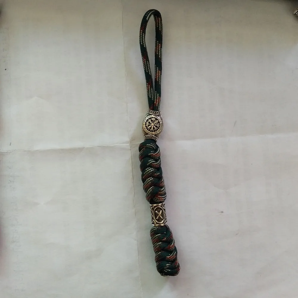 Серый Viking брелок с компасом Rune Beads Thor's Hammer и скандинавские руны бисера повседневные аксессуары брелок из Паракорда для мужчин и женщин - Цвет: Серый