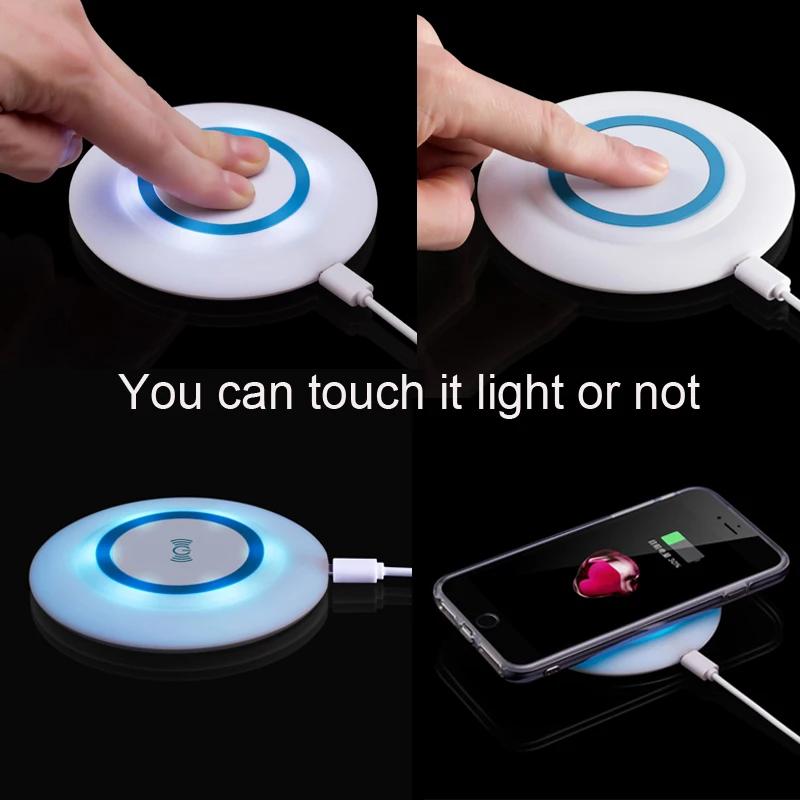Новое круглое светодиодное Беспроводное зарядное устройство A + 2017 5 В 2 а для iphone 8
