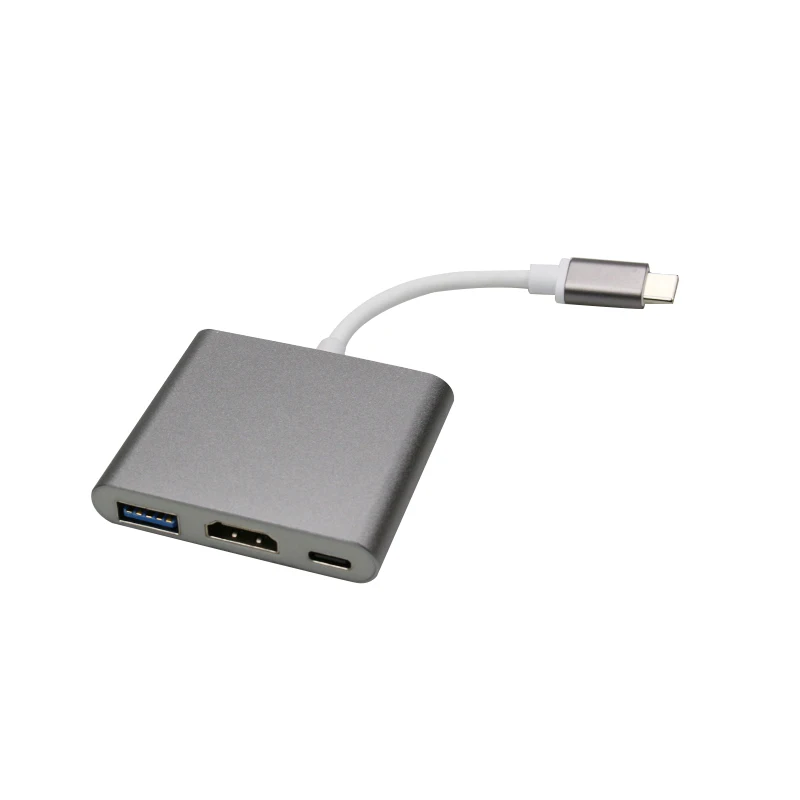 HDMI тип-c адаптер док-станция для пульта дистанционного управления для телевизора HDMI конвертер адаптер для MacBook Xiaomi ноутбук телефон - Цвет: Gray