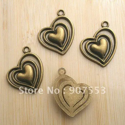 

8pcs antiqued bronze heart design pendant charm G624