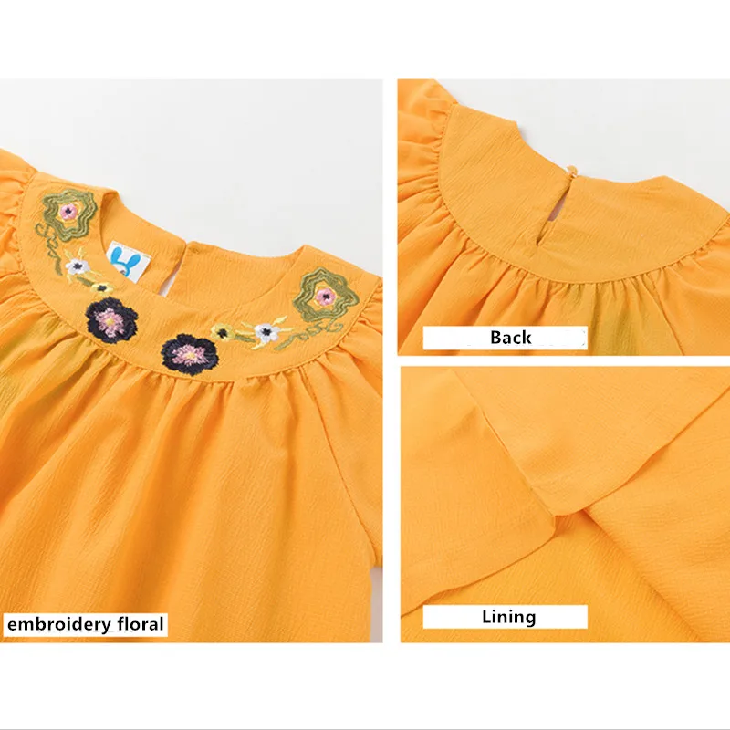 Летняя модная Длинная блузка с цветочной вышивкой для девочек подростков от 4 до