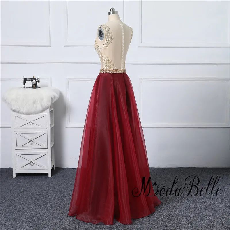 Modabelle 2017 длинное винно красное вечернее платье с золотыми бусинами Longue Soiree