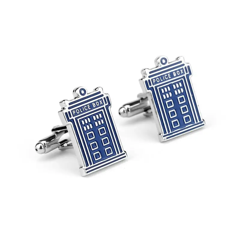 Лидер продаж модные запонки из американской ТВ серии Доктор Кто с голубым