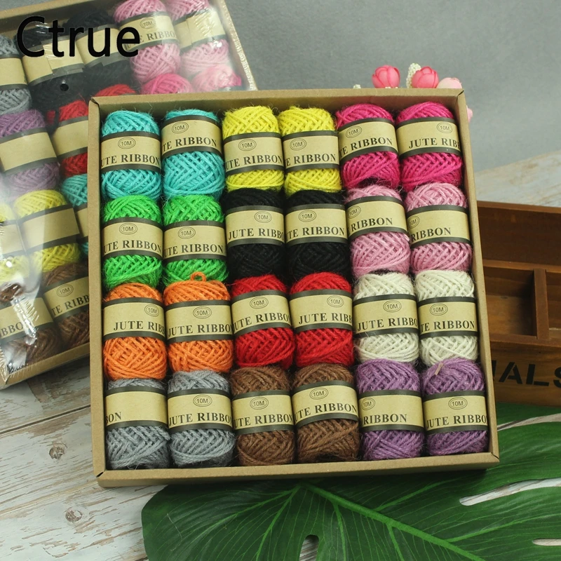 Colorful Jute Twine Natural Rope DIY Rustic Tags Wrap vintage wedding decoration Kindergarten Craft Burlap Gift Packaging | Дом и сад