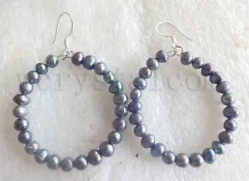 Круглые бусины из натурального жемчуга круглые черные серьги пресноводного