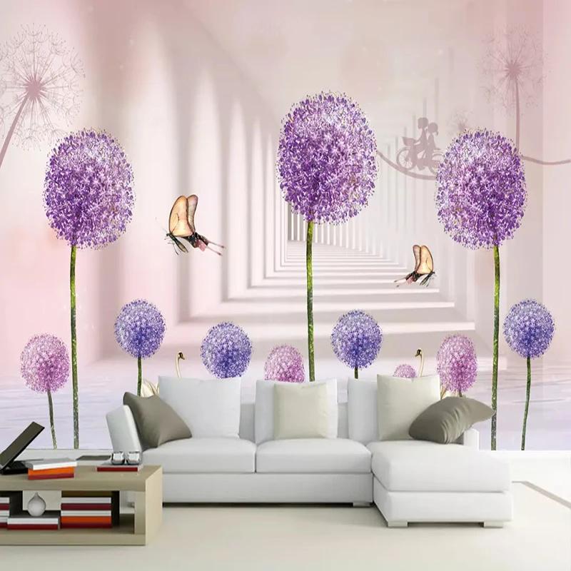 Современный простой 3D стерео канал Одуванчик фото настенная бумага гостиная