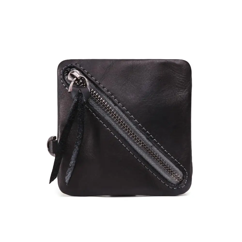 JOGUJOS дизайнерский кошелек для монеток из натуральной кожи для женщин и мужчин кошелек короткая маленькая сумка унисекс держатель для кредитных карт кошелек Pochette - Цвет: black