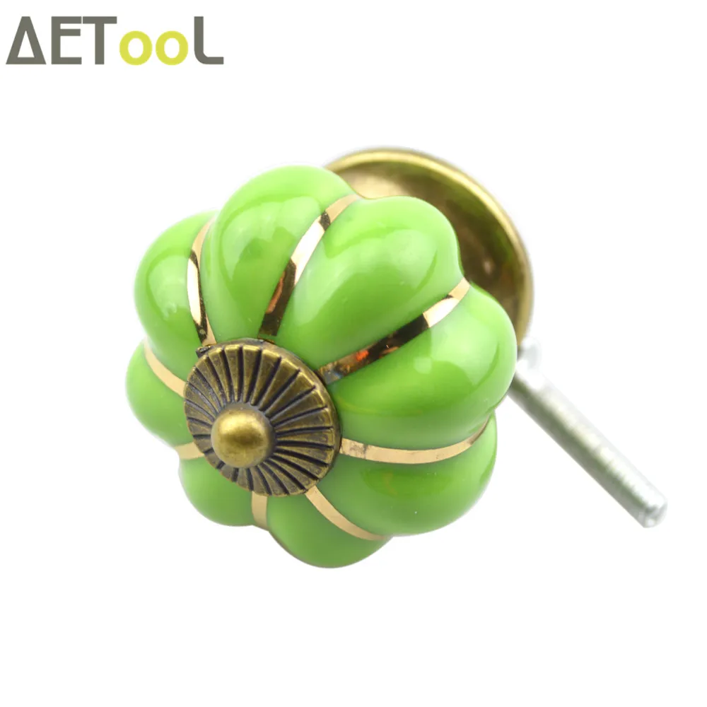 AETool Green 40 мм деревенские винтажные ручки в форме тыквы для ящика шкафа кухни