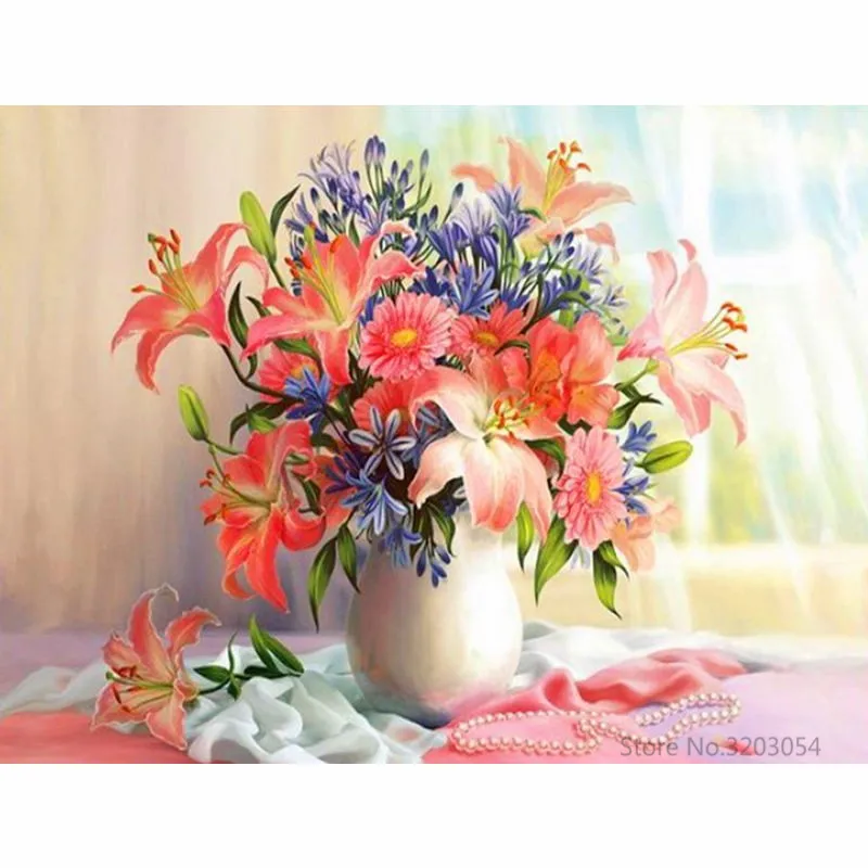 CHUNXIA в рамке DIY живопись по номерам красное Рисование акриловыми красками Цветок Современная картина домашний декор для гостиной 40x50 см RA3090 - Цвет: RA3230