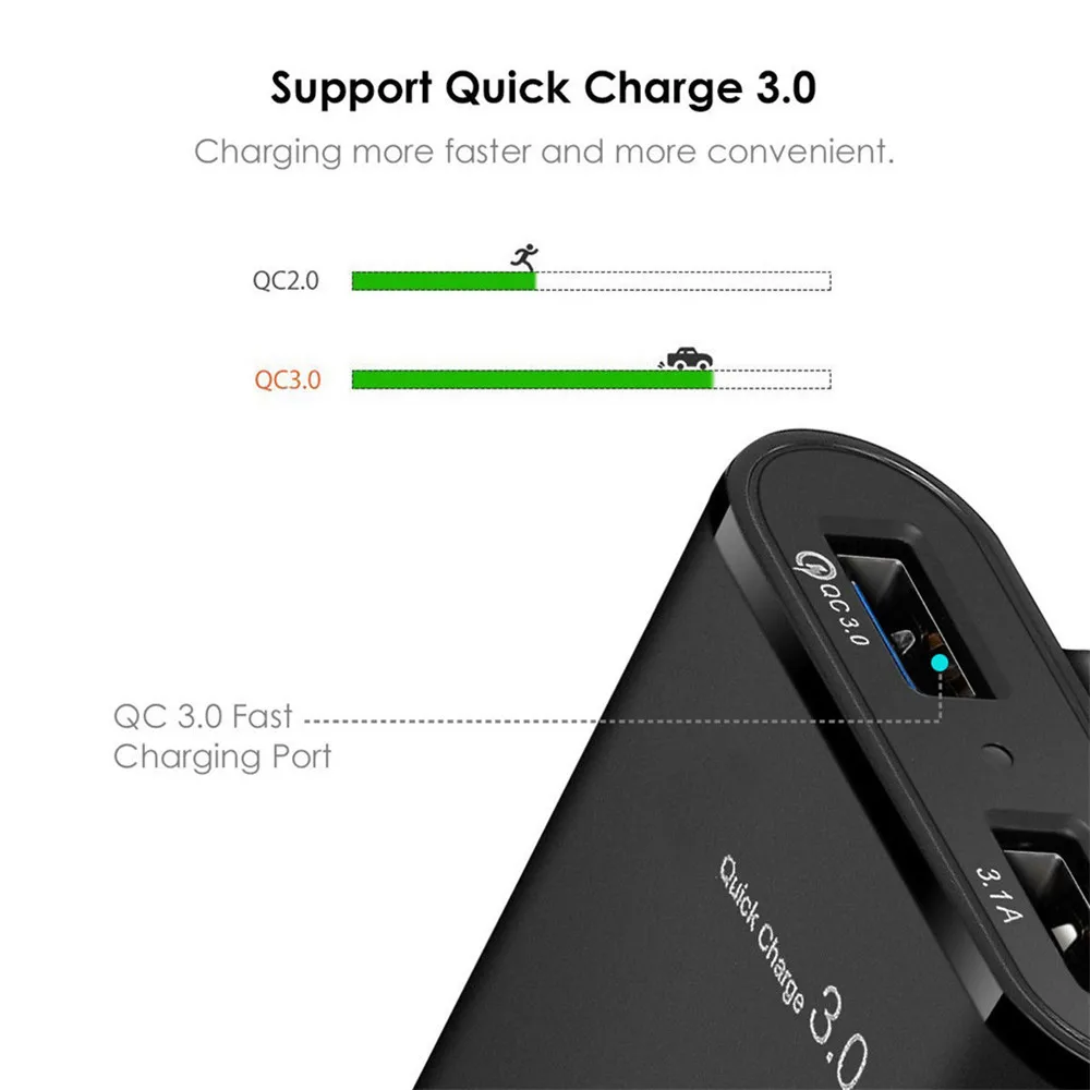 Автомобильное зарядное устройство KONGYIDE QC 3 0 для телефона на заднее сиденье Iphone