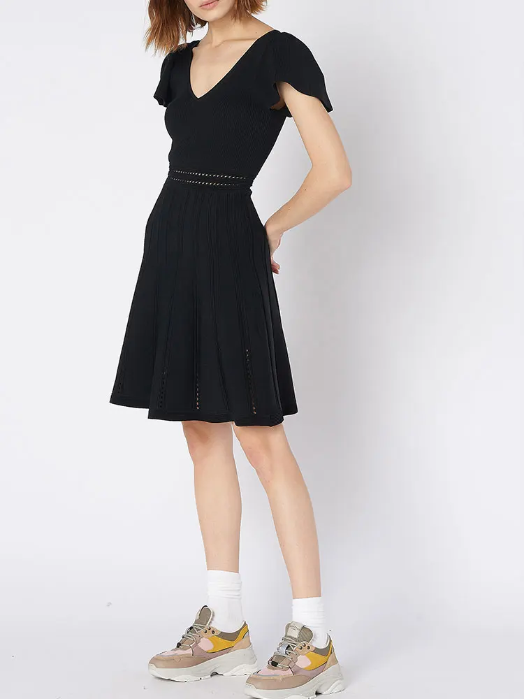 Элегантное вязаное платье для женщин 2019 сексуальное с двойным v образным вырезом