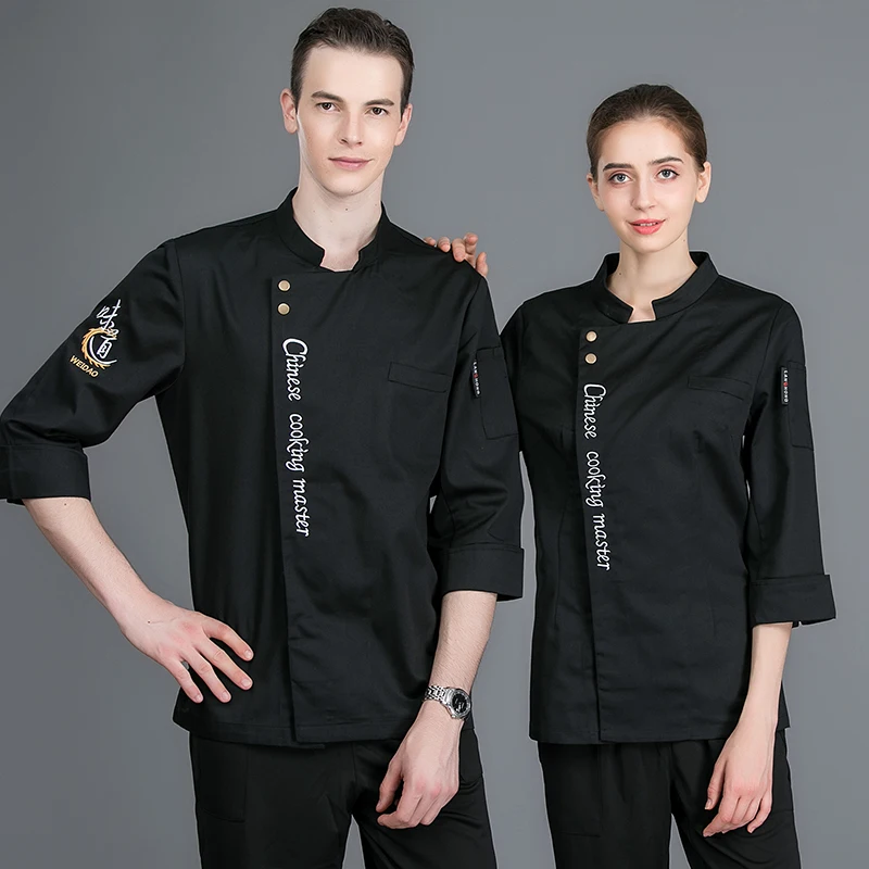 Coat1 Мужская куртка шеф-повара для приготовления пищи, униформа для ресторана, кухни, ресторанная рабочая одежда официанта, Комбинезоны для пекарни, суши, шеф-повара, пальто для женщин и мужчин - Цвет: Coat1