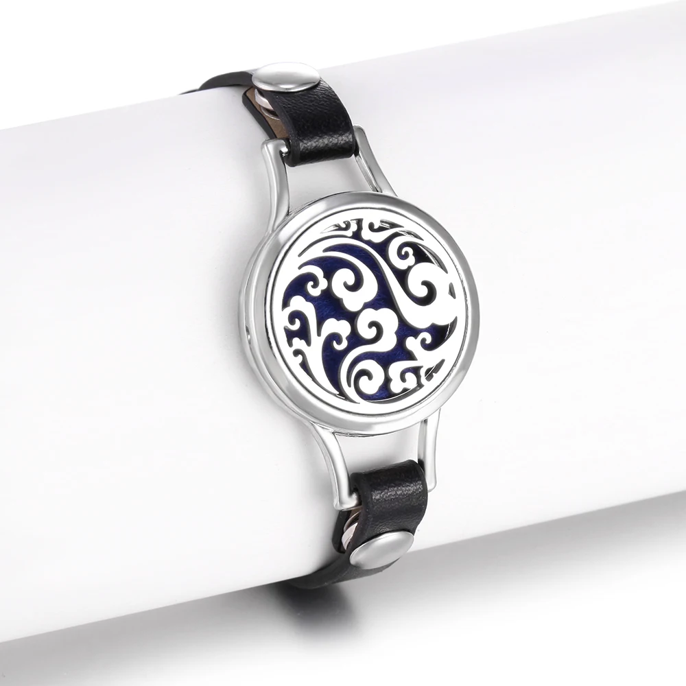 Новые женские Украшения кожаные браслеты из нержавеющей стали 316L медальон с