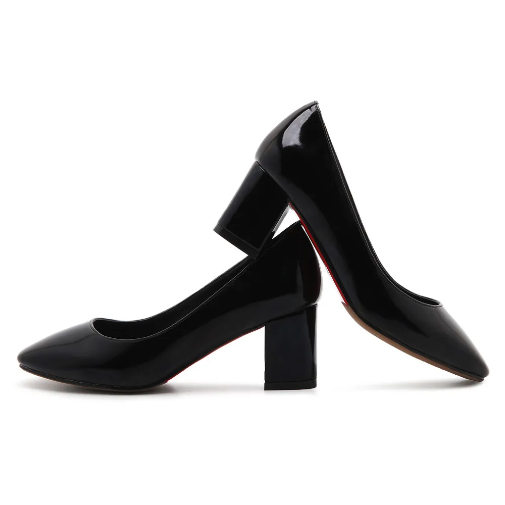 

Smeeroon 2020 new style Size 32-42 spring fashion high quality square heels pumps concise pink black white dress women shoes