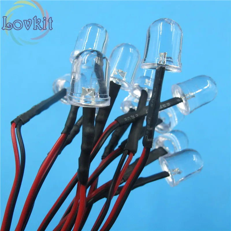 20 шт. 10 мм круглый топовый синий Предварительно проводной резистор 9-12 В