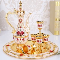 new elegant wine set golden and white pot cups plate tea set coffee set home decoration best mens gift