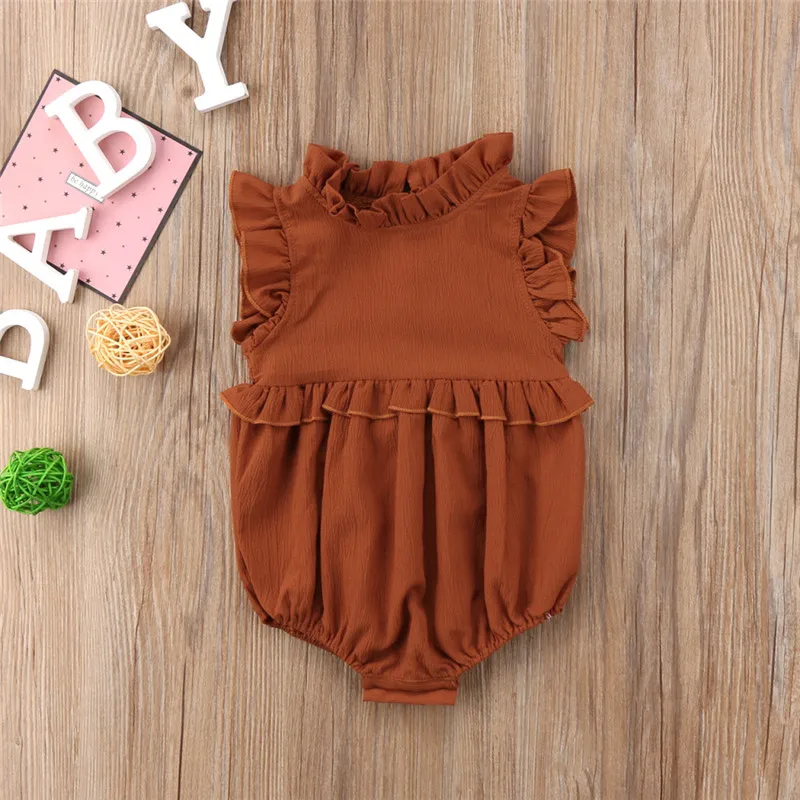 

Summer Newborn Baby Girls Sleeveless Jumpsuit Bodysuit Clothes Outfits