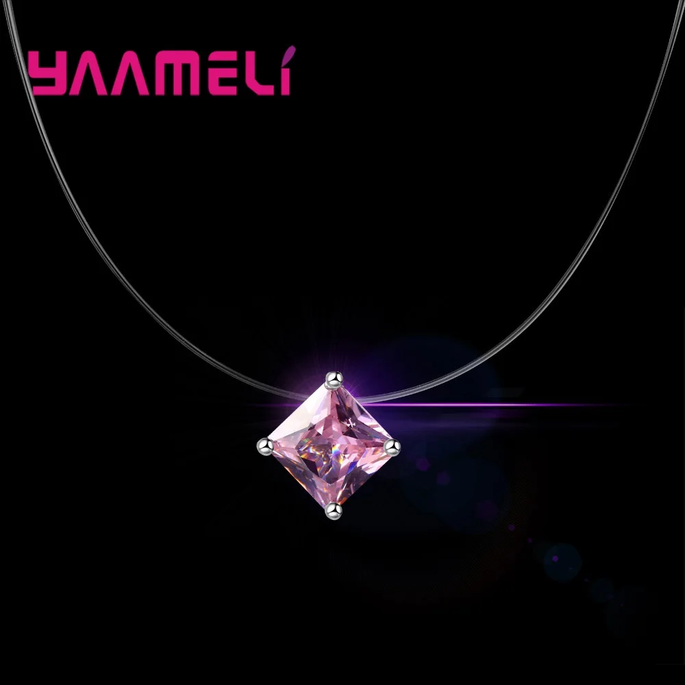 Женское Ожерелье из прозрачной лески стразы оригинальное ожерелье с подвеской