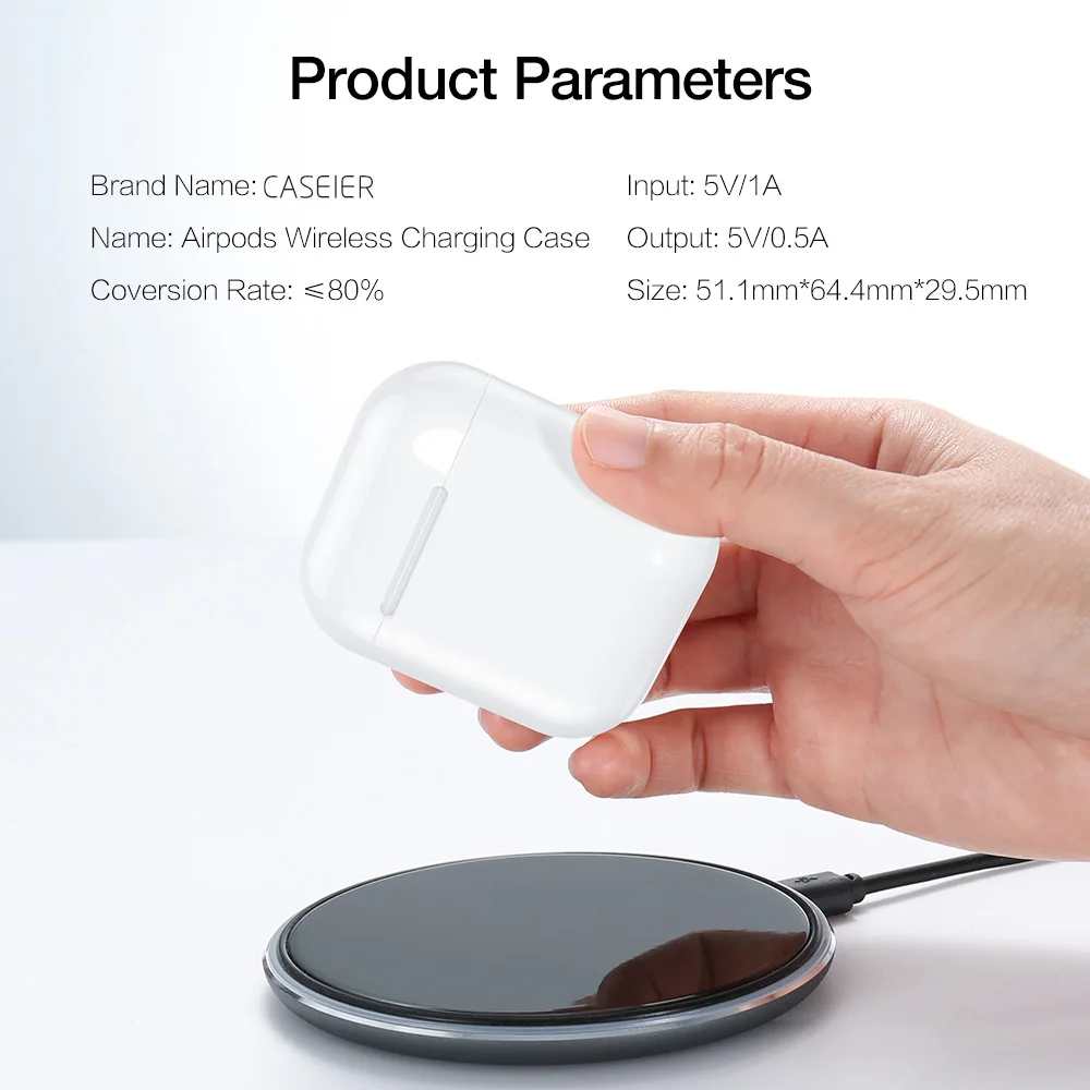 Caseier Беспроводное зарядное устройство коробка для AirPods защитный чехол зарядный