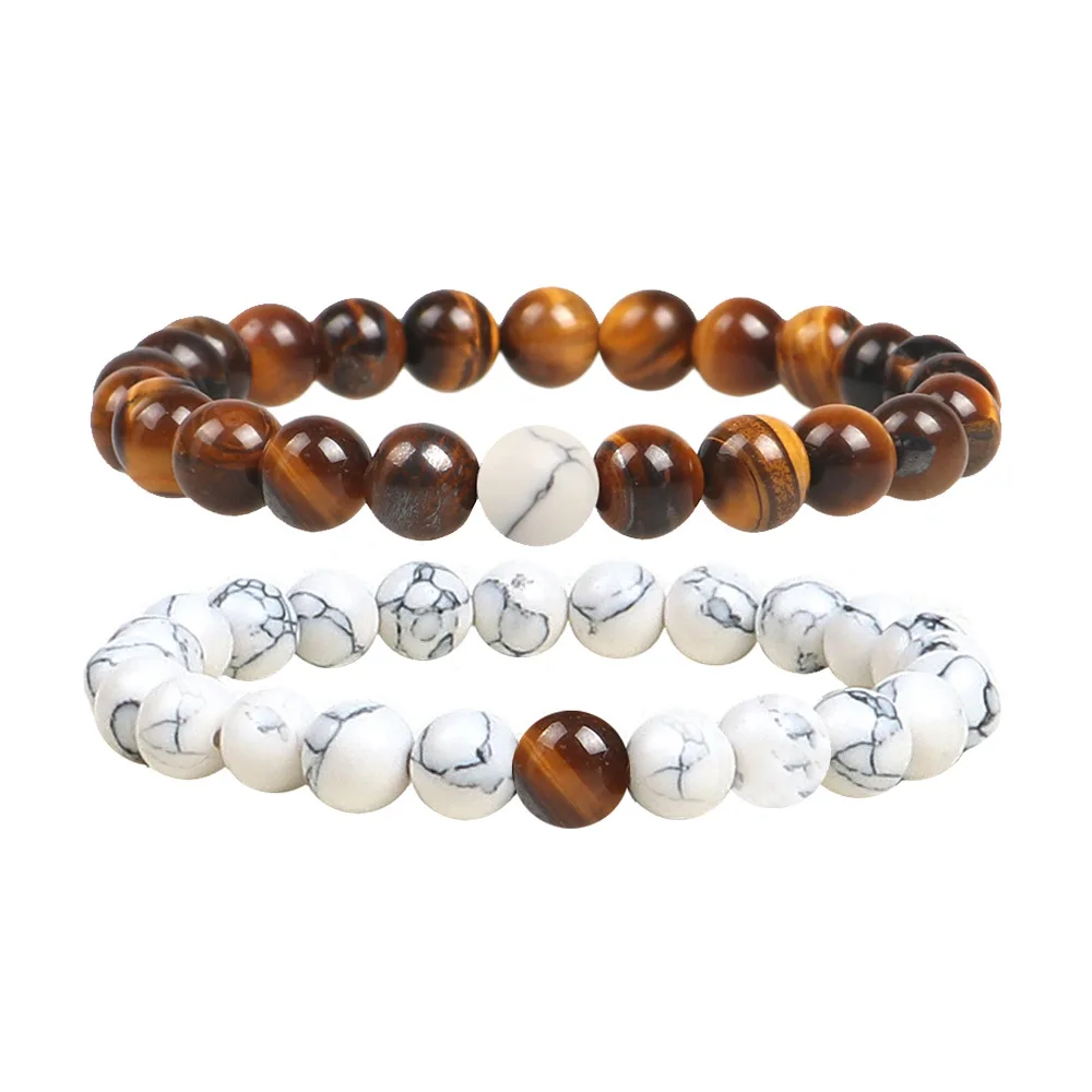 2 шт./компл. парный браслет с классическим натуральным камнем белые и черные