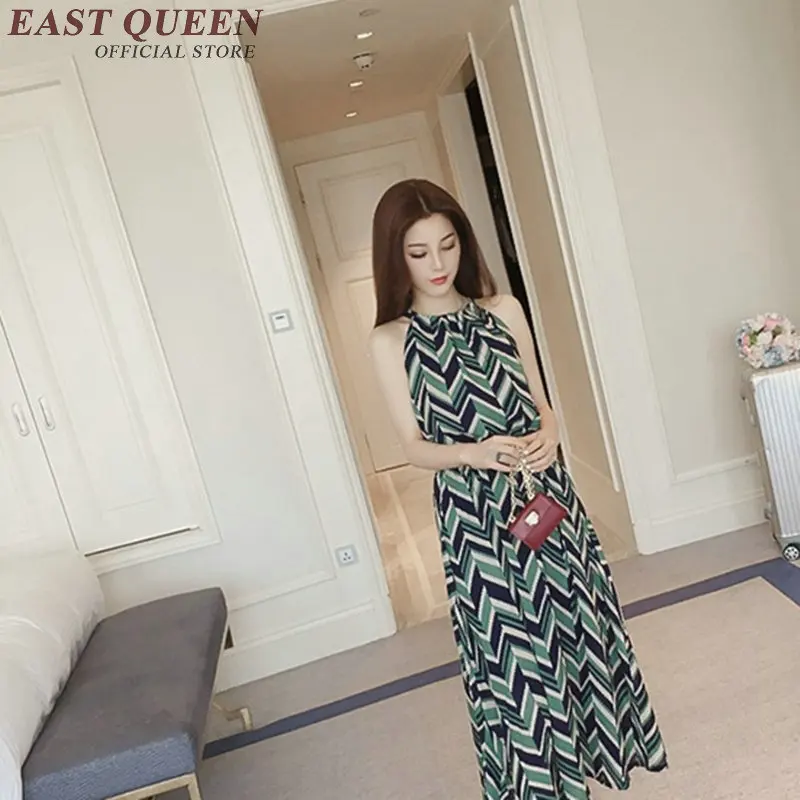 Женское пляжное платье в стиле бохо длинное летнее без рукавов с цветочным