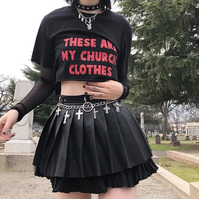 Женская футболка готический черный трендовый принт с буквами Harajuku Kpop Обрезанные