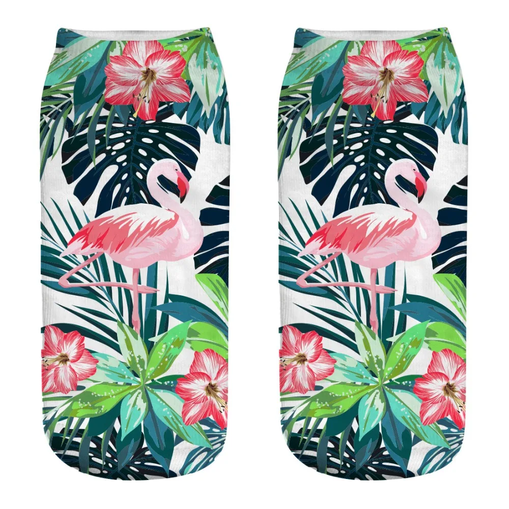 2019 New Funny 3D Flamingo Prints Women Socks Cute Girls Sock Fashion Sox Short Ankle Female Cartoon Lovely Animals | Женская одежда