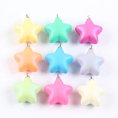Middle Rubber 5pcs Акриловые бусины в форме сердца, звезды, Подвески для изготовления украшений, резиновая поверхность, подвеска, ожерелье, браслет, детский подарок, брелок, аксессуар - Цвет: Middle Rubber 5pcs