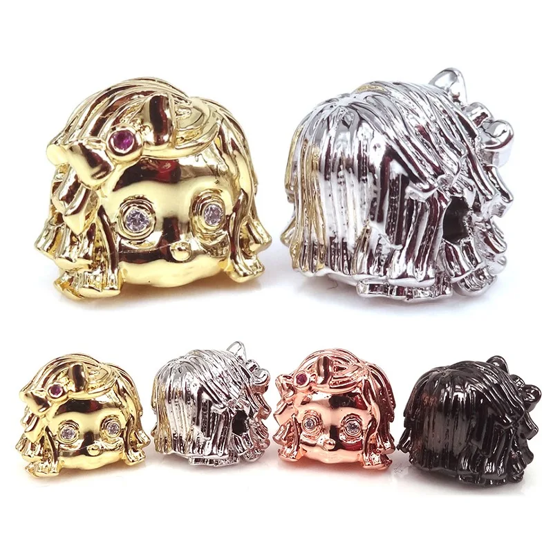 Модные серебристые черные золотые бусины с микро-закрепкой из белого циркона для