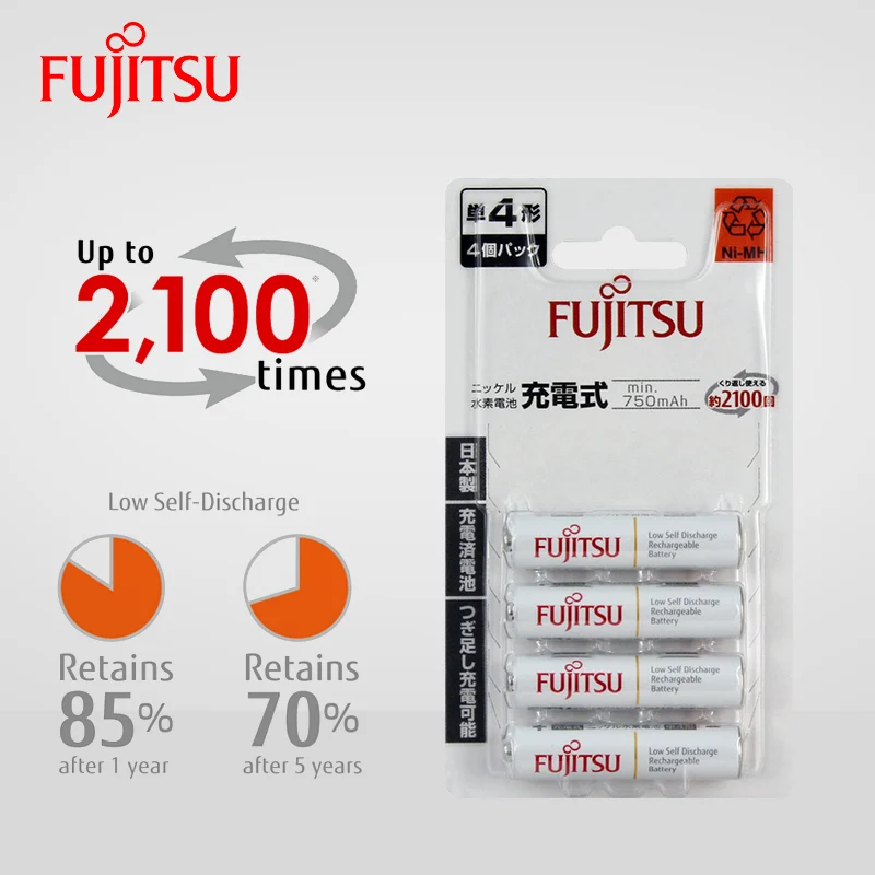 Fujitsu 100% оригинальное производство в 2018 AAA 750 мАч перезаряжаемая батарея Сделано