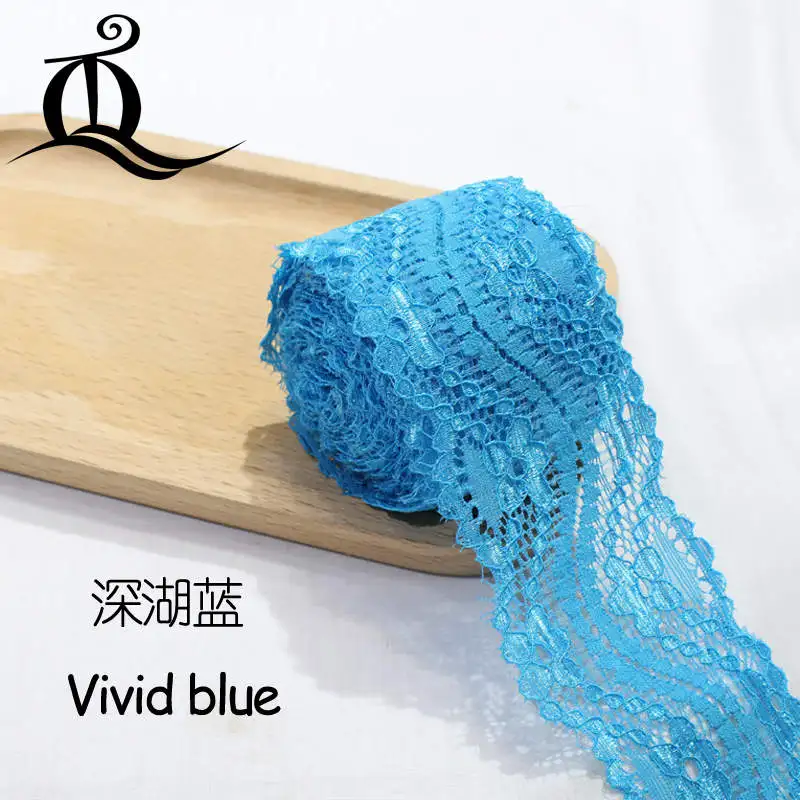 vivid blue 5 Ярд 24 смешанные цвета аксессуары для одежды изысканный цвет кружево качество ткань кружево с эластичным кружевом шириной 5,5 см эластичное кружево, лента - Цвет: vivid blue