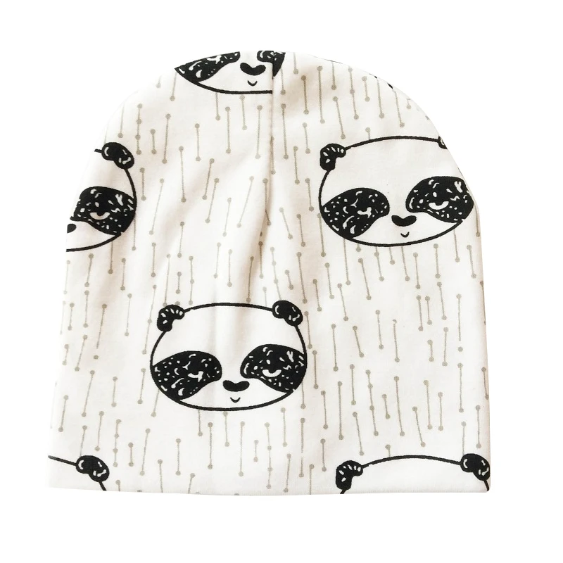 white panda Брендовая детская шапка, вязаные хлопковые детские шапки с рисунком медведя и Бэтмена для мальчиков и девочек, детские шапки на весну, осень и зиму, детская шапочка - Цвет: white panda