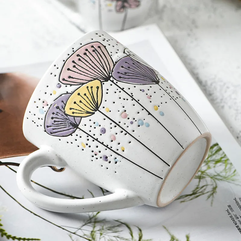 420 мл ручная роспись цветок керамическая кофейная кружка украшения для дома