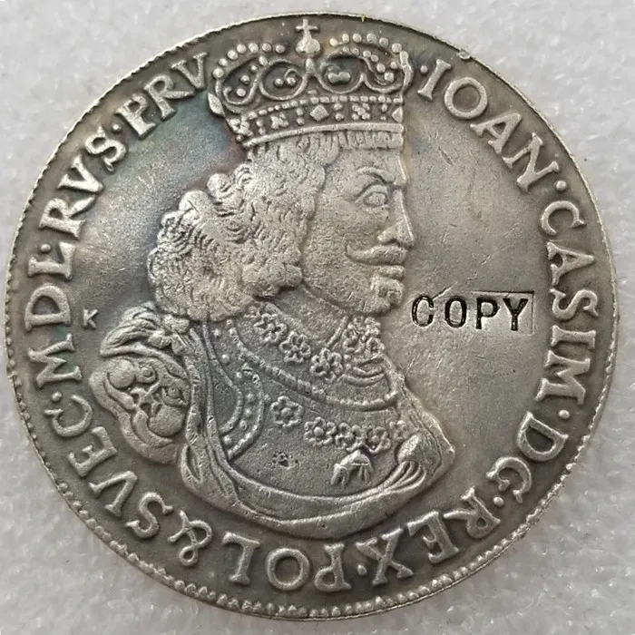 Польша: TALAR - JOAN CASIMIR 1651 Elblag копия памятных монет-Реплика монет медаль