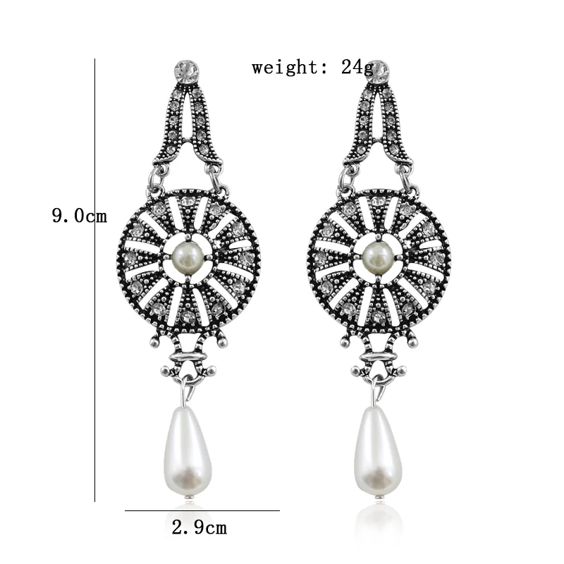 Ажурные круглые серьги подвески в форме ветряной мельницы жемчужные