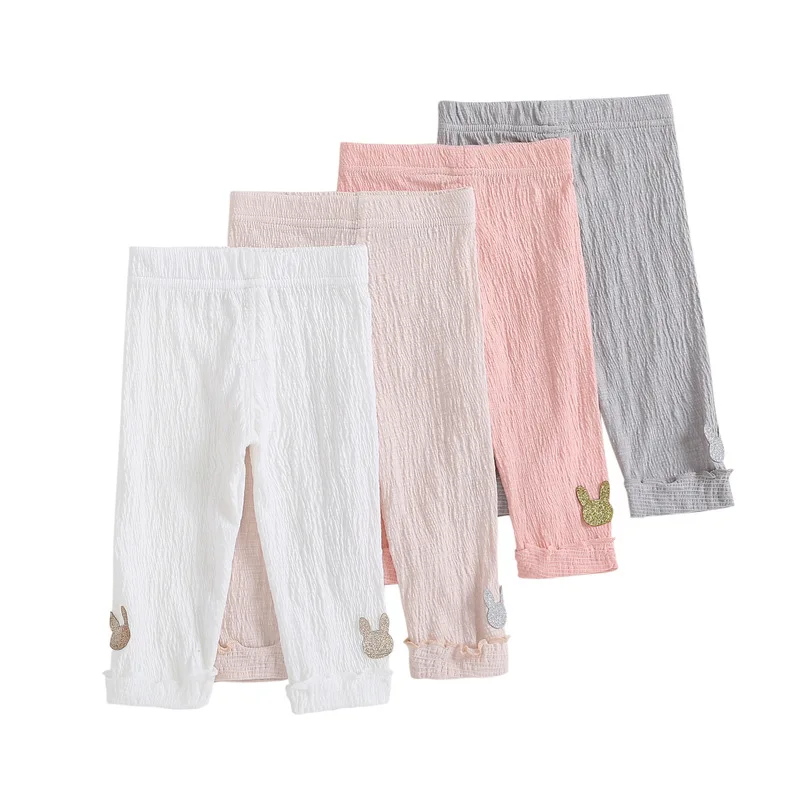 

Fashion Girls Leggings Spring Summer thin Cute Rabbit fold Calf-length Pants Elastic Waist Children Trousers Baby Girl Clothes