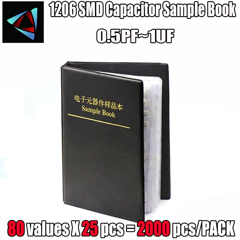 Книга образцов конденсаторов 1206 SMD 80valuesx25 шт. = 2000 0.5PF ~ мкФ в