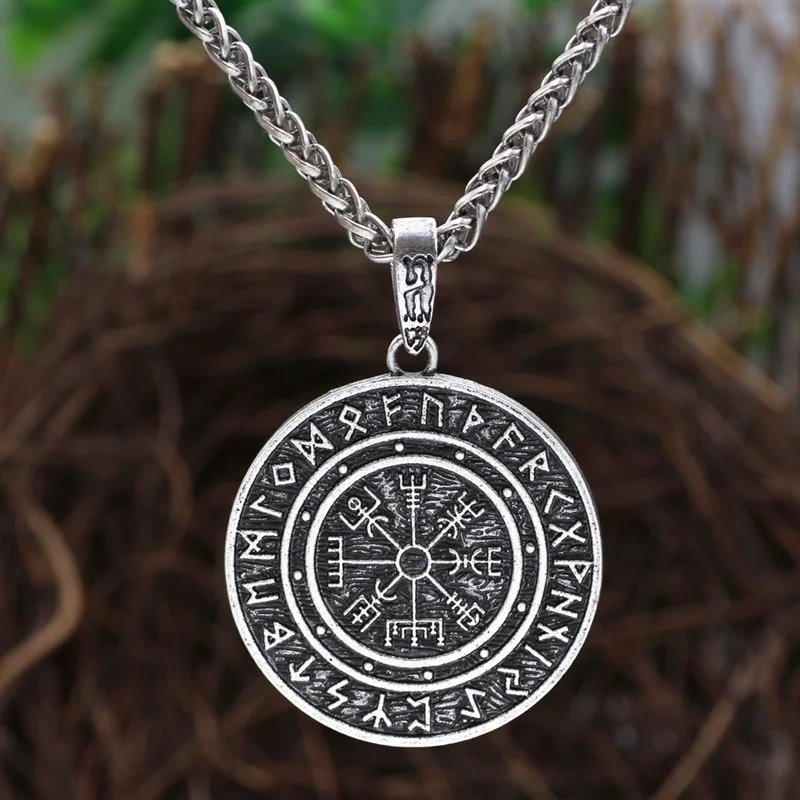 Viking Vegvisir руны нордические ожерелья шлем ужас в руническом круге кулон волшебный
