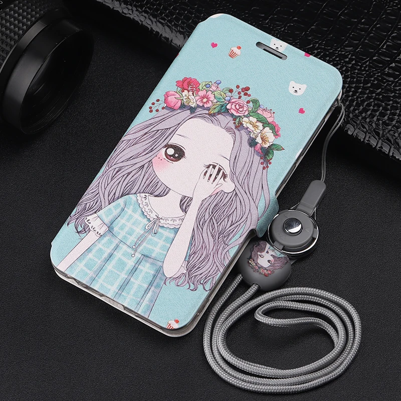 Симпатичный Кожаный чехол книжка с рисунком и подставкой для Meizu M6 Note 9 8 s M6S 16XS 16X