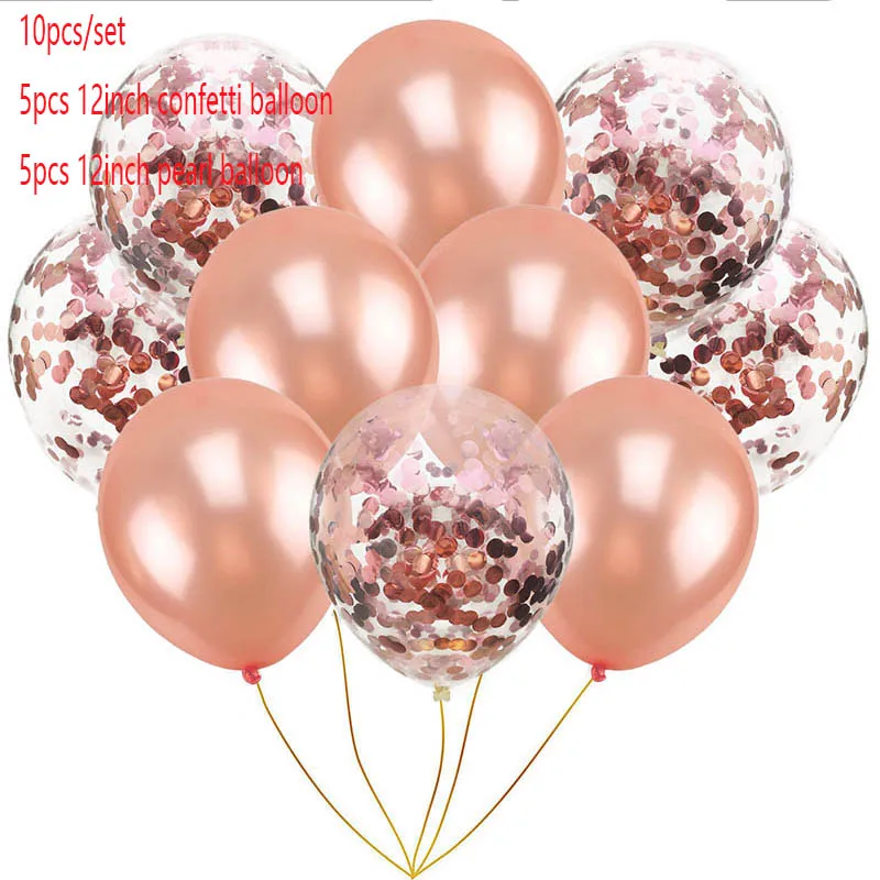 rose gold 10 шт. воздушные шары с конфетти цвета розовое золото Air Deco день рождения латексные шары для свадьбы и дня рождения вечерние украшения Дети Baloon S8XN - Цвет: rose gold