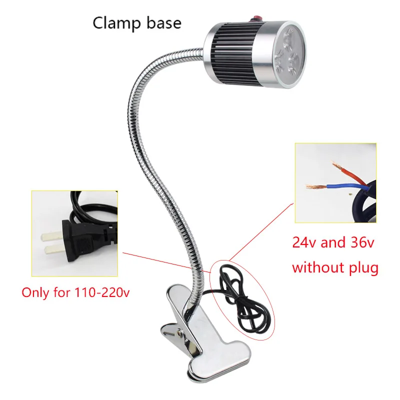 SMD Led машины Рабочий светильник 220V 3 W/5 Вт токарный станок с ЧПУ лампа длинная рука Магнитная гараж фрезерный станок настольная лампа 24V 36V Промышленный светильник Инж - Цвет: 3W Clamp base